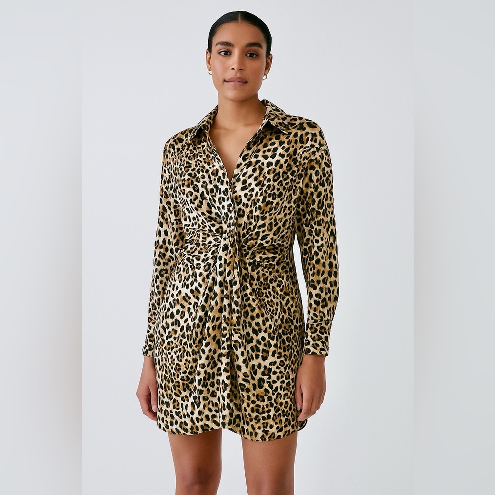 RUNWAY Leopard Print Long Sleeve Dress XL/12